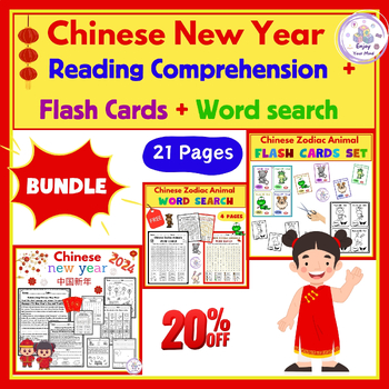 Preview of Chinese Lunar New Year 2024 : Reading Comprehension + Flash Cards + word search