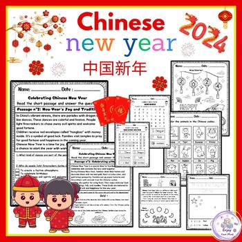 Preview of Chinese Lunar New Year 2024 for 1st&2nd Grade :Reading Comprehension +worksheets