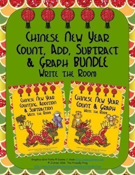Preview of Chinese Lunar New Year Count, Add, Subtract & Graph: Write the Room BUNDLE