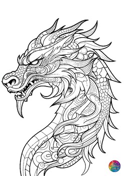 Preview of FREE Chinese Lunar New Year Dragon, Year of the Wood Dragon 2024, Zentangle
