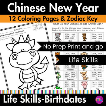 Preview of Chinese Lunar New Year 2024 Activities Zodiac Animal Coloring Pages