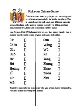 chinese names list