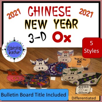 Preview of Chinese New Year 2021 Craft Activity Ox - 3D Coloring & Bulletin Board