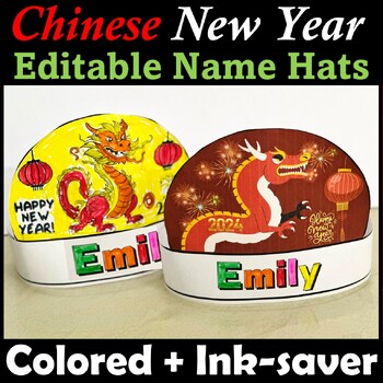 Preview of Chinese New Year 2024 Hats Craft, Lunar New Year, Year of The Dragon Name Crown