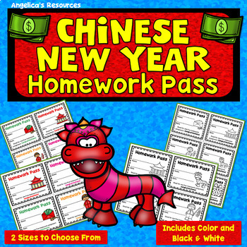 Preview of Chinese New Year 2024 FREE Homework Pass Classroom Management Incentive Rewards