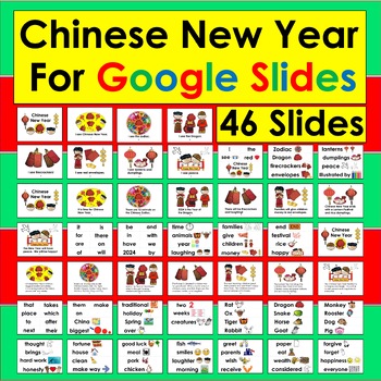 Preview of Chinese New Year 2024 Google Slides Year of Dragon 3 Levels + Animated Vocab PDF