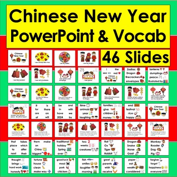 Preview of Chinese New Year 2024 Dragon PowerPoint  - 3 Levels + Animated Vocab