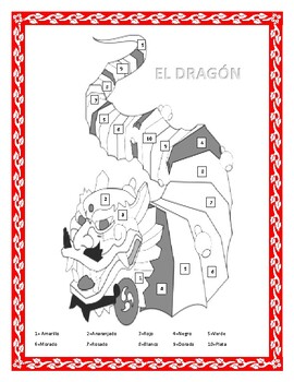 Preview of Chinese New Year 2024-AÑO DEL DRAGÓN CHINO-Color by Number/Word Search-Spanish