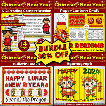 Preview of Chinese New Year 2024 Bundle: Dragon Crafts & Reading Activities, Lunar New Year