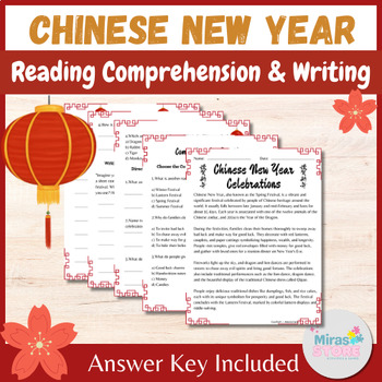 Preview of Chinese New Year 2024 Celebrations Reading Comprehension & Writing Prompt