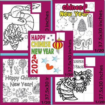 Preview of Chinese New Year 2024 - Collaborative Art Poster Coloring Bundle