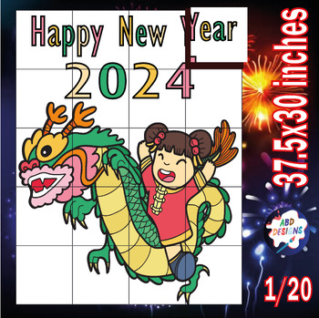 Preview of Chinese New Year 2024 - Collaborative Art Poster Coloring, Lunar New Year Dragon