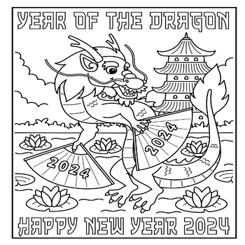 Chinese New Year 2024 Coloring Page Activity - Lunar Year Of The Dragon ...