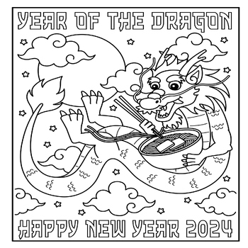 Chinese New Year 2024 Coloring Page Activity -Lunar Year Of The Dragon ...