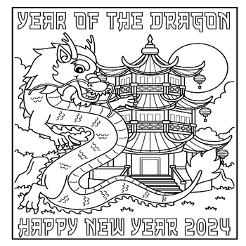 Chinese New Year 2024 Coloring Page Activity - Lunar Year Of The Dragon ...