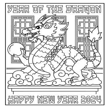 Chinese New Year 2024 Coloring Page Activity - Lunar Year Of The Dragon ...