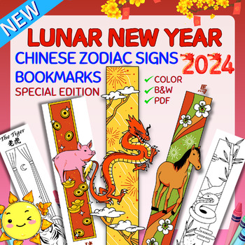 Preview of Chinese New Year 2024 DRAGON ZODIAC BOOKMARK Craft Activities|Year of the DRAGON