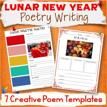 Preview of Chinese New Year Poetry Writing Activity Packet - Ice Breakers Poem Templates