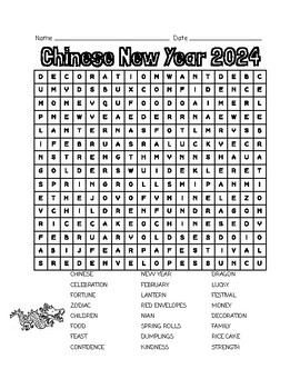 Preview of Chinese New Year 2024 Word Search