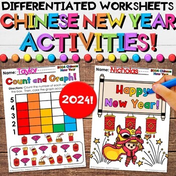 Preview of Chinese New Year 2024 Year of the Dragon Worksheets for Lunar New Year