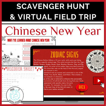 Preview of Chinese New Year 2024 scavenger hunt and virtual field trip reading activities