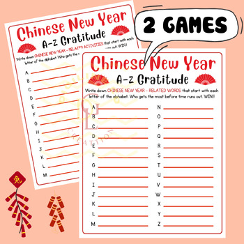 Preview of Chinese New Year A-Z Gratitude Word race game Alphabet ABC activity middle 7th