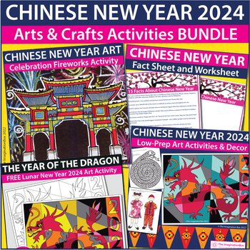 Preview of Chinese New Year Activities, Coloring Pages, Art Activities & Crafts Fun Bundle