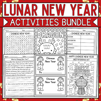 Preview of Chinese New Year Activities Bundle: Coloring Pages, Reading, Craft, Games & More