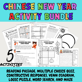 Preview of Chinese New Year Activities Reading Passage, Quiz, Logic Puzzle, Word Search