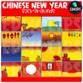 Chinese New Year Backgrounds Clip Art Set {Educlips Clipart}