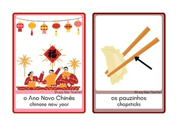 Preview of Chinese New Year Bilingual Vocabulary Flashcards || EUROPEAN PORTUGUESE