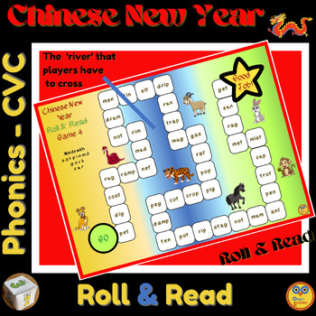 Preview of Chinese New Year CVC Words - 6 Roll & Read Fun Games for pre-K & Kindergarten