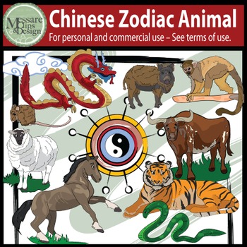 Preview of Chinese New Year Calendar Zodiac Animal Clip Art {Messare Clips and Design}
