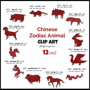 Gift Set of 12 Zodiac Animals Lunar New Year Cards Chinese New Year Cards