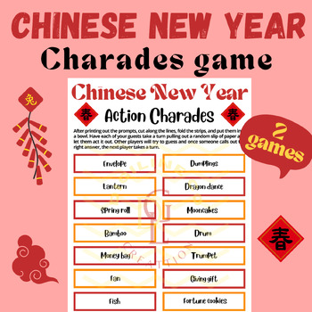 Preview of Chinese New Year Charades game brain break Classroom Management Activity primary