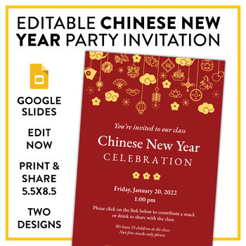 Preview of Chinese New Year: Class Party Invitation - 2 designs