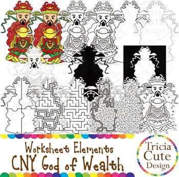 Preview of Chinese New Year Clip Art CNY God of Wealth Worksheet Elements