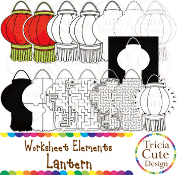 Preview of Chinese New Year Clip Art CNY Lantern Worksheet Elements