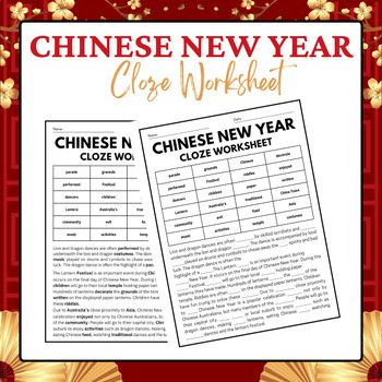 Preview of Chinese New Year Cloze Worksheet