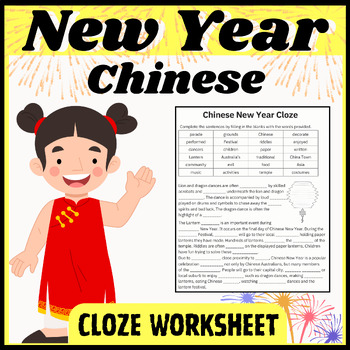 Preview of Chinese New Year Cloze Worksheet- chinese new year activities