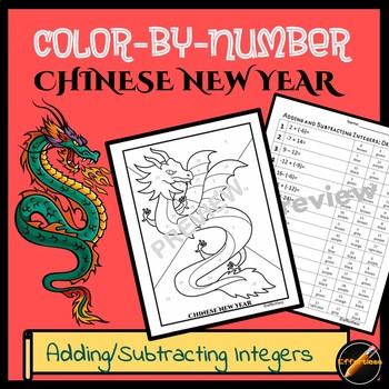Preview of Chinese New Year Math Color By Number: Adding and Subtracting Integers
