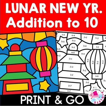Preview of Chinese Lunar New Year Color by Number Code Addition to 10 Coloring Pages Sheets