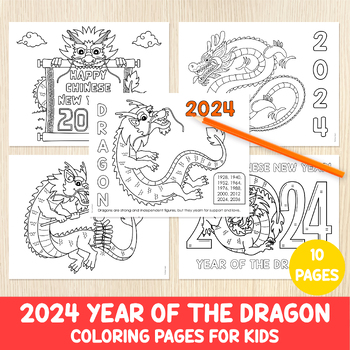 Preview of Chinese New Year Coloring Pages, 2024 Year Of The Dragon, Lunar New Year