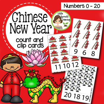 Chinese New Year Count and Clip cards Numbers 0-20 plus worksheets