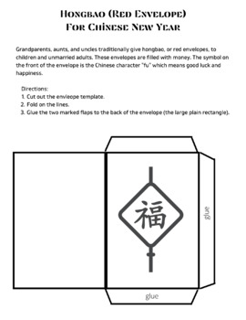 Chinese Lucky Envelope Craft Template - Black/White