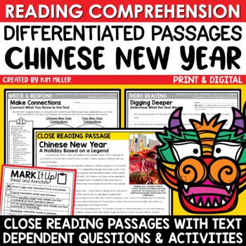 Preview of Lunar New Year 2024 Chinese New Year Reading Comprehension Passages & Question