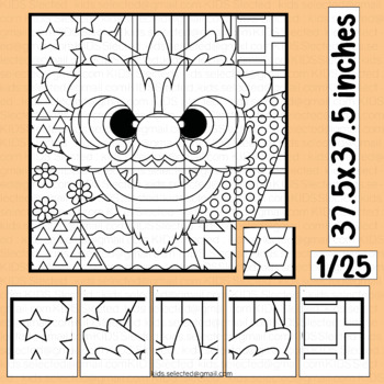 Preview of Chinese New Year Dragon Art Collaborative Poster 2024 Craft Coloring Activities