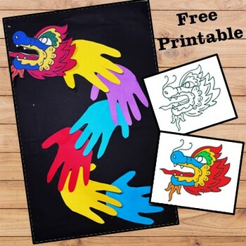 Preview of Chinese New Year Dragon Craft handprint Activities, Lunar New Year 2024
