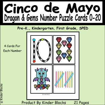 Preview of Cinco de Mayo Dragon & Gems Number Puzzle Cards