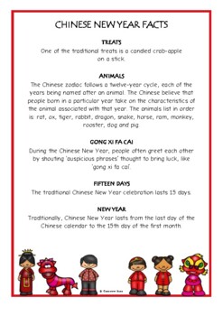 Chinese New Year Fact Cards by Treetop Resources | TpT